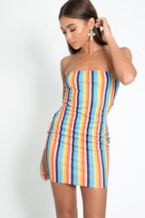 Multi Colour Bandeau Bodycon Mini Dress - Charlye-Dresses