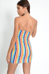 Multi Colour Bandeau Bodycon Mini Dress - Charlye-Dresses
