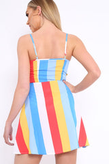 Multi Colour Block Button Front Cami Dress - Pansy-Dresses