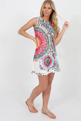 Multi Colour Crochet Overlay Shirt Dress- Elise-Dresses
