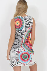 Multi Colour Crochet Overlay Shirt Dress- Elise-Dresses