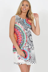 Multi Colour Crochet Overlay Shirt Dress- Elise-Dresses
