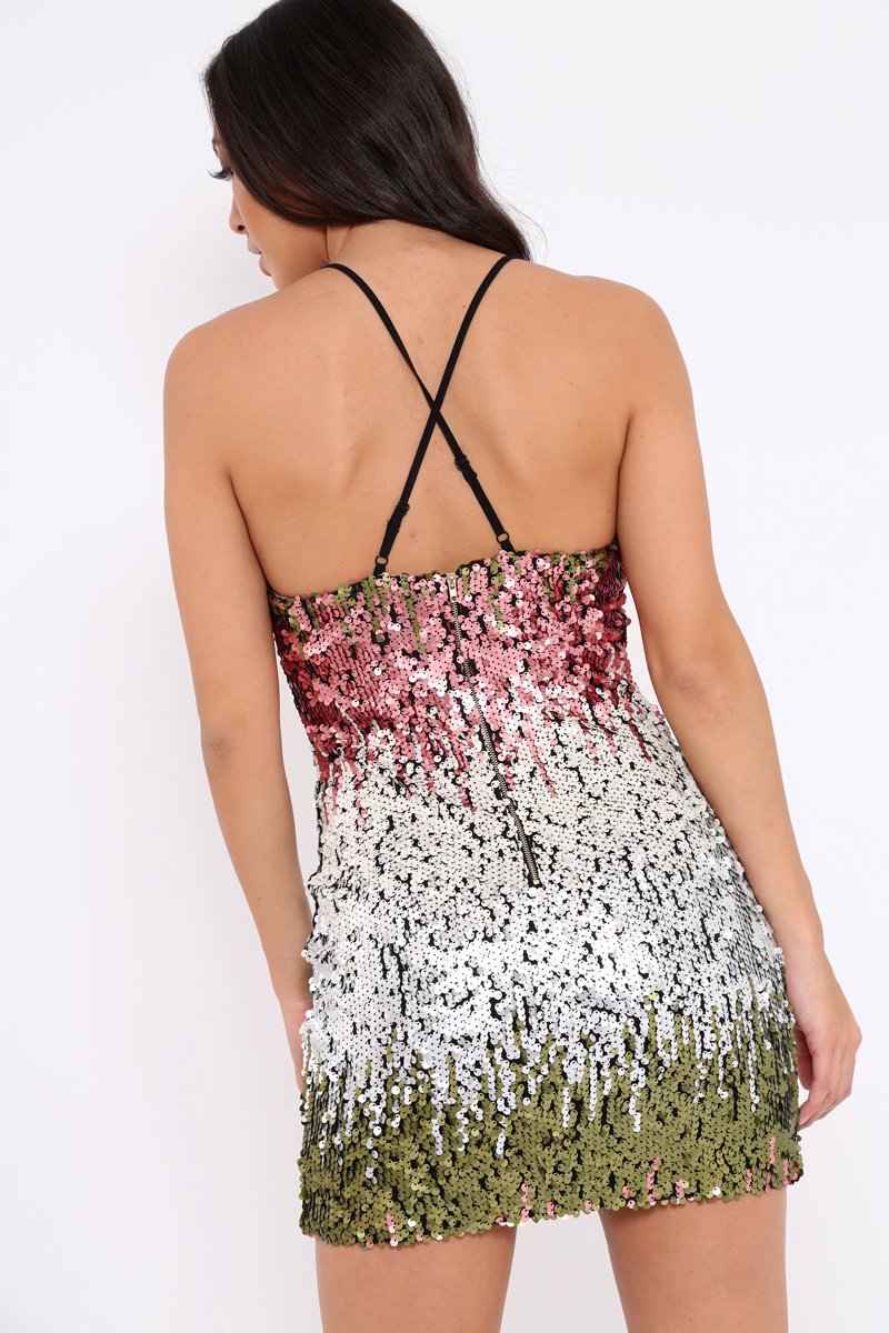 Multi Colour Sequin Mini Dress