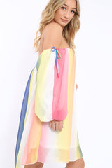 Multi Coloured Bardot Shift Dress - Edie-Dresses