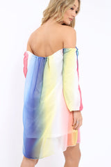Multi Coloured Bardot Shift Dress - Edie-Dresses