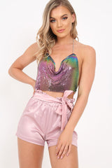 Multi Coloured Cowl Neck Chainmail Top - Shirel-Jewellery