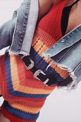 Multi Coloured Crochet Playsuit - Aayah-Playsuits