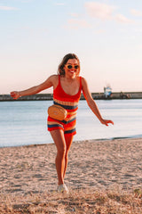 Multi Coloured Crochet Playsuit - Aayah-Playsuits