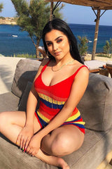 Multi Coloured Crochet Playsuit - Aayah-Playsuits