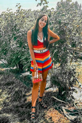 Multi Coloured Crochet Playsuit - Aayah-Playsuits