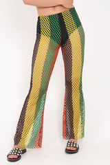 Multi Coloured Mesh Sheer Flares - Rosilee-Trousers