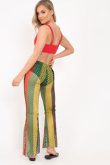 Multi Coloured Mesh Sheer Flares - Rosilee-Trousers