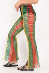 Multi Coloured Mesh Sheer Flares - Rosilee-Trousers