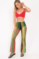 Multi Coloured Mesh Sheer Flares - Rosilee-Trousers