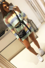 Multi Coloured Pastel Knitted Cropped Jumper And Skirt Co-Ord - Lahna-Co-ords