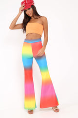 Multi Coloured Rainbow Flared Trousers - Chessa-Trousers