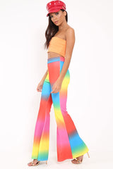 Multi Coloured Rainbow Flared Trousers - Chessa-Trousers