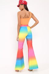 Multi Coloured Rainbow Flared Trousers - Chessa-Trousers