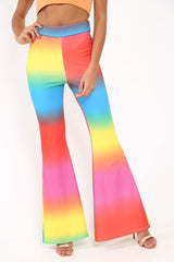 Multi Coloured Rainbow Flared Trousers - Chessa-Trousers