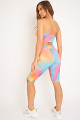 Multi Coloured Tie Dye Cropped Top and Cycling Shorts Co-ord - Dianna-Co-ords