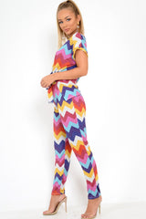 Multi Glitter Tie Top And Wide Leg Trouser Co-Ord - Syenna-Co-ords