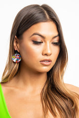 Multi Marble Round Earrings - Kiani-Jewellery