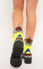 Multi Neon Animal Print Military Style Lace Up Boots - Inari-Boots