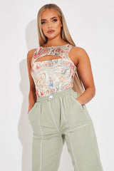 Multi Pastel Marble Cut Out Bodysuit - Darcy-Bodysuits