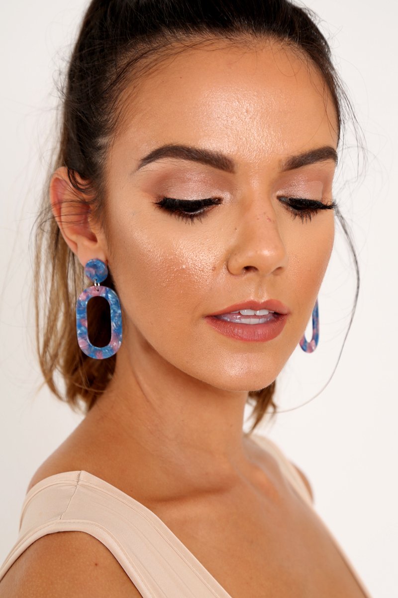 Multi Resin Drop Oval Earrings - Oceana-Jewellery