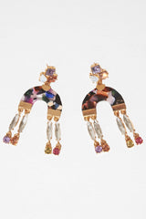 Multi Resin Embellished Gem Earrings - Tristina-Jewellery