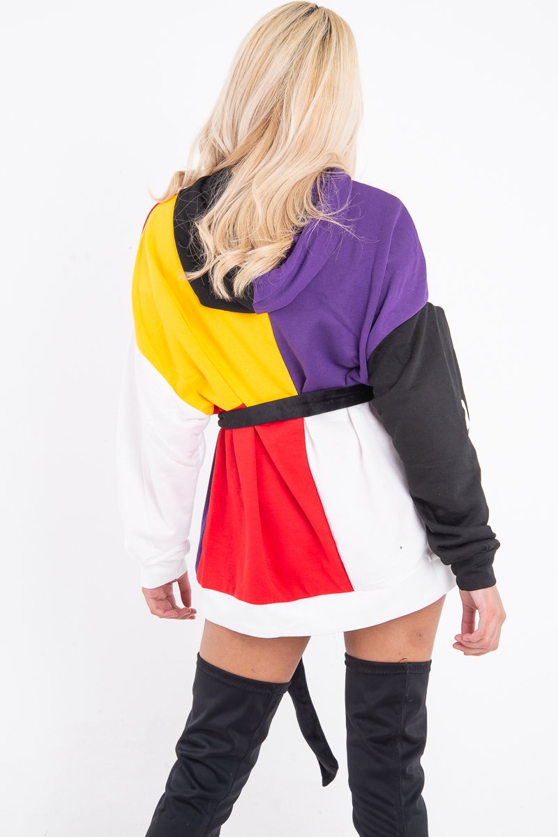 Multi Slogan Print Colour Block Hoodie - Athira-Hoodies