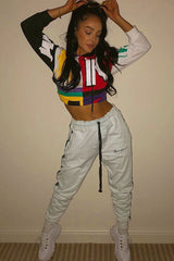 Multi Slogan Print Colour Block Hoodie - Athira-Hoodies