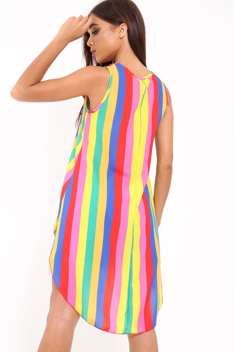 Multi Stripe Dip Hem top - Jaylinn-Tops
