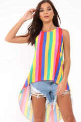Multi Stripe Dip Hem top - Jaylinn-Tops