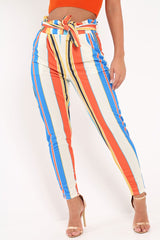 Multi Stripe Paper Bag Waist Trousers - Hadden-Trousers