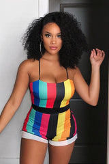 Multi Stripe Playsuit -Tamiya-Playsuits
