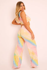 Multi Tie-Dye Ribbed Vest Loungewear Co-ord - Alaire-Loungewear
