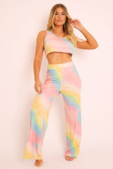 Multi Tie-Dye Ribbed Vest Loungewear Co-ord - Alaire-Loungewear