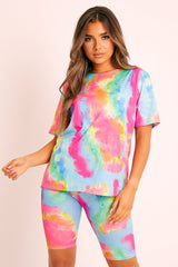 Multi Tie-Dye T-shirt Cycling Short Set - Boni-Co-ords