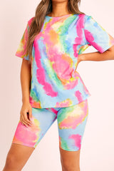 Multi Tie-Dye T-shirt Cycling Short Set - Boni-Co-ords