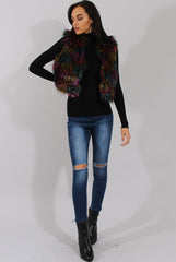 Multicolored Faux Fur Cropped Gilet - Naeva-Jackets