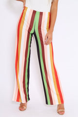Multicolour Striped Wide Leg Trousers - Torah-Trousers