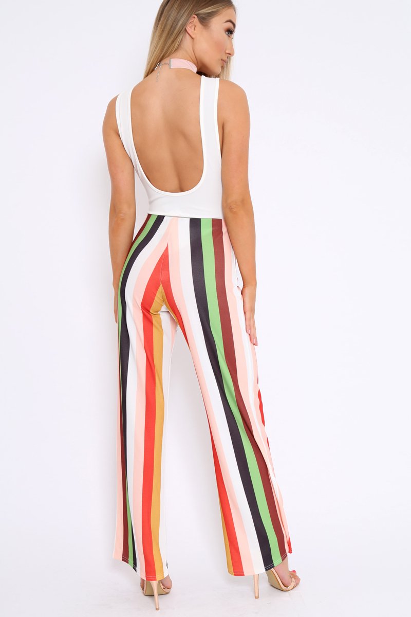Multicolour Striped Wide Leg Trousers - Torah-Trousers