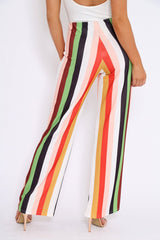 Multicolour Striped Wide Leg Trousers - Torah-Trousers