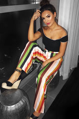 Multicolour Striped Wide Leg Trousers - Torah-Trousers