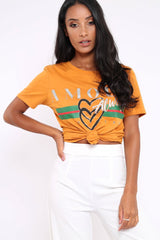 Mustard Amour Always Slogan T-shirt - Esmay-Tops