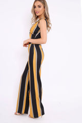 Mustard And Black Stripe Crop Top And Wide Leg Trousers Co-Ord - Jenet-Co-ords