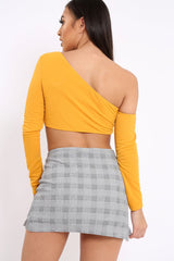 Mustard Asymmetric Crop Top - Nicki-Crop Tops