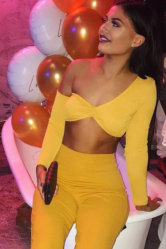 Mustard Asymmetric Crop Top - Nicki