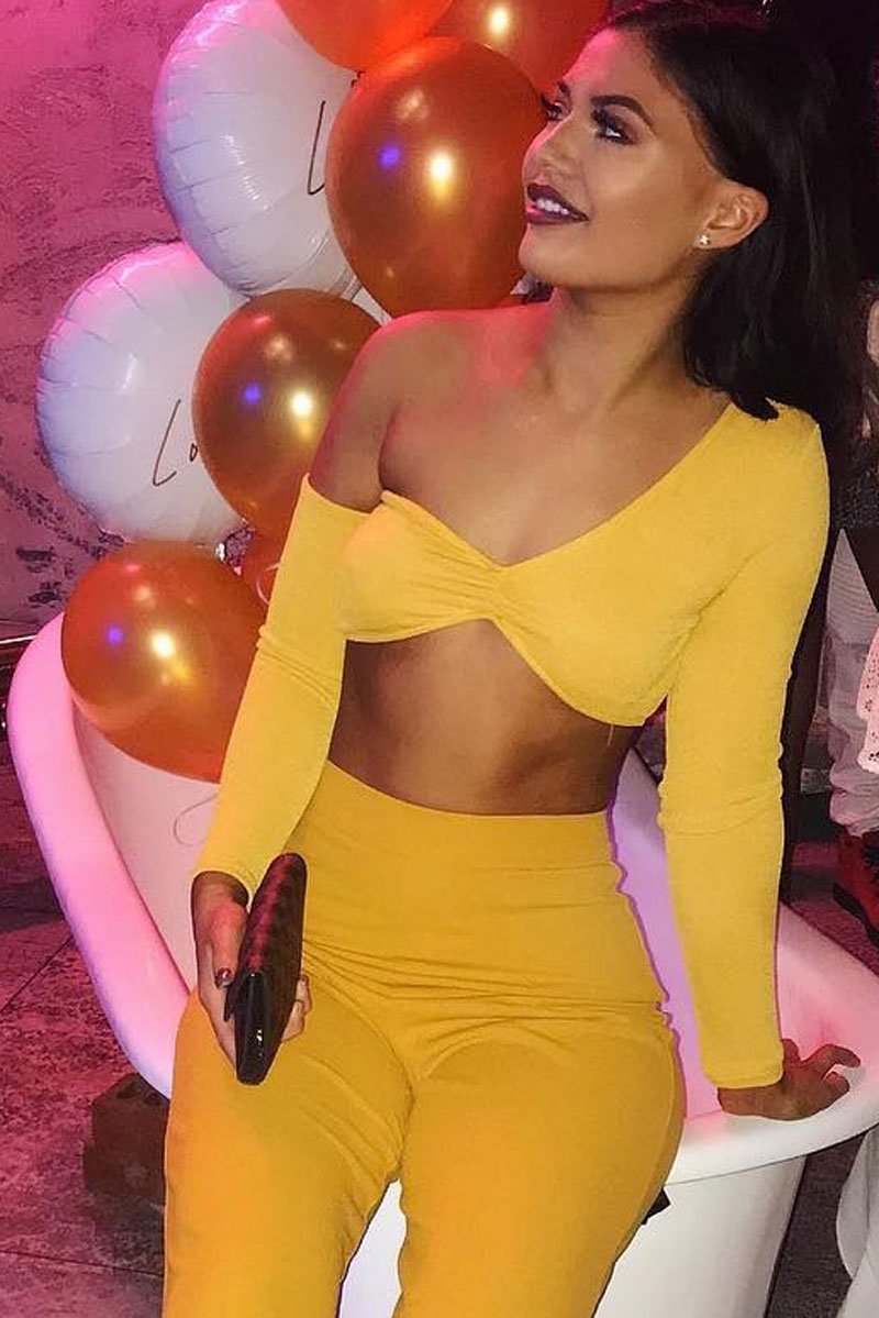 Mustard Asymmetric Crop Top - Nicki-Crop Tops